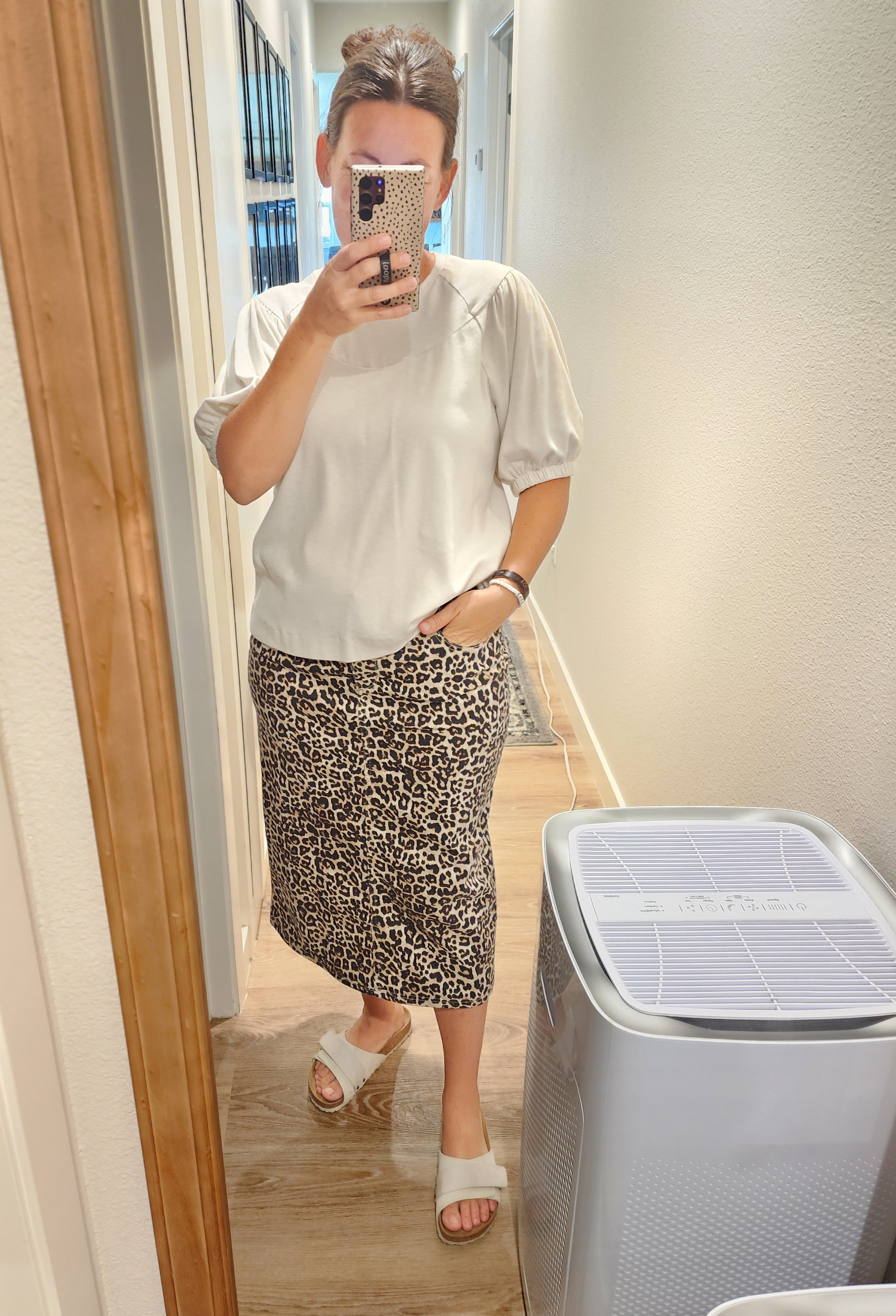 Leopard is a neutral! Wearing a size 8 in the skirt. I did hem it shorter for myself. Love it! jcpenney #jcpenney denim skirt modest fashion midi length long jean leopard cheetah neutral birkenstock 

#LTKStyleTip #LTKSaleAlert #LTKU