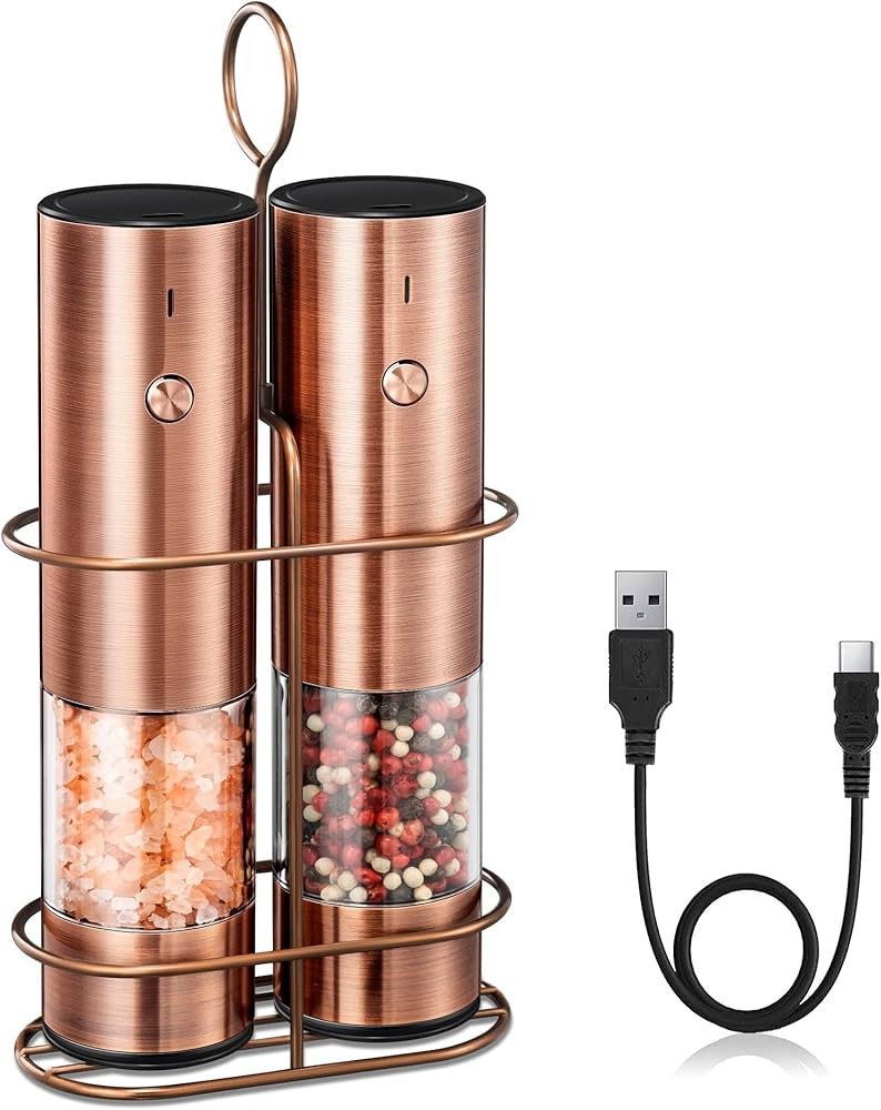 Rechargeable Electric Salt and Pepper Grinder Set with Stand - Nicely Packaged Giftable - No Batt... | Amazon (US)