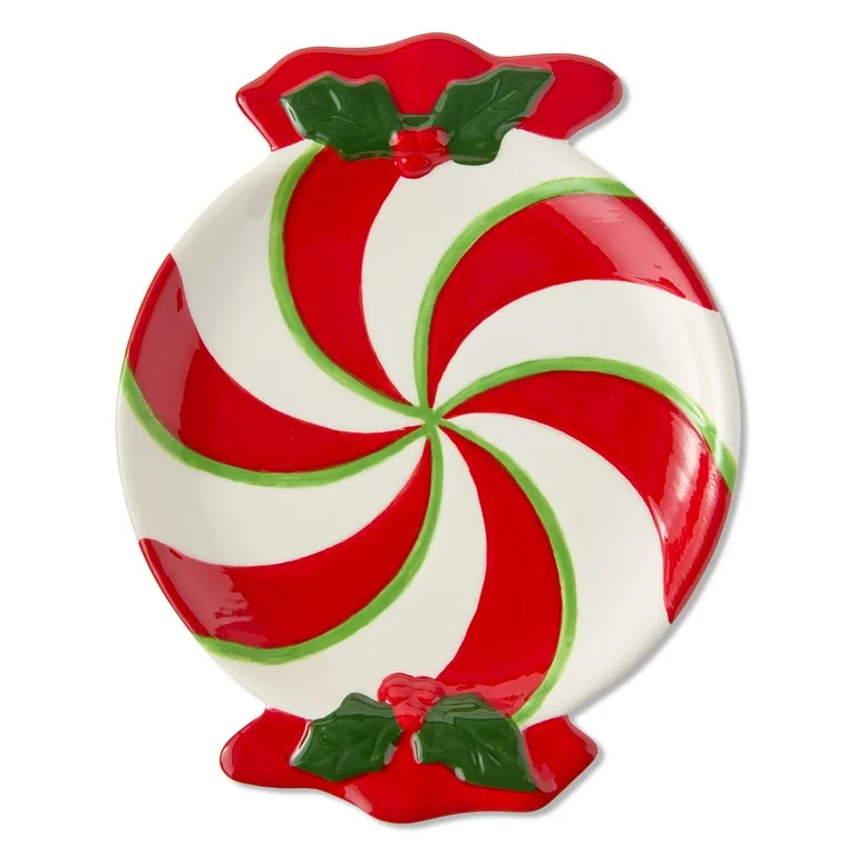 Mr. Christmas 5-inch Decorative Ceramic Peppermint Candy Trinket Tray, Red - Walmart.com | Walmart (US)