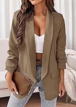 KIRUNDO Womens Fall Fashion 2024 Casual Blazers Long Sleeve Open Front Work Suit Office Blazer Ja... | Amazon (US)