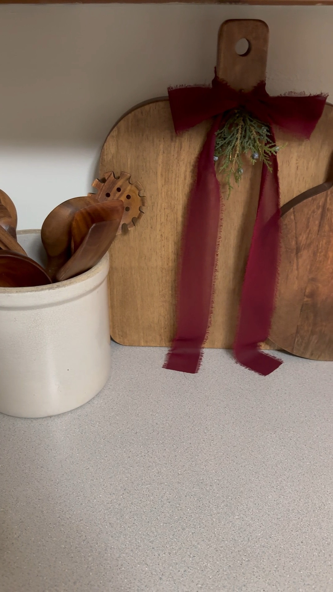 Cutting board, crock, wooden utensils, candle holder, candle tray, red ribbon, burgundy ribbonn

#LTKHome #LTKHoliday #LTKGiftGuide