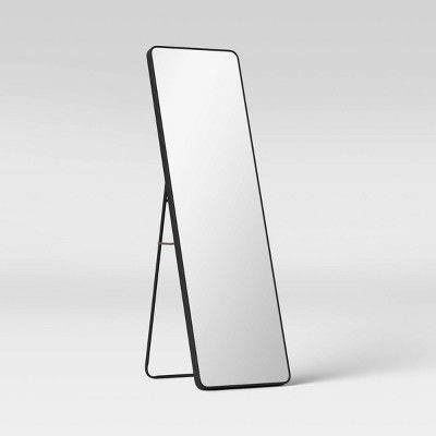 18" x 60" Metal Aluminum Cheval Floor Mirror Black - Threshold™ | Target