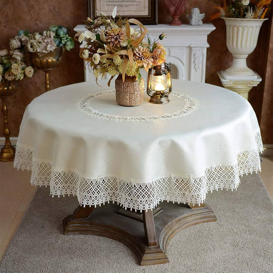 ARTABLE Round Tablecloth Lace Rustic Macrame Embroidered Table Cloths for Harvest Dresser Decor F... | Amazon (US)