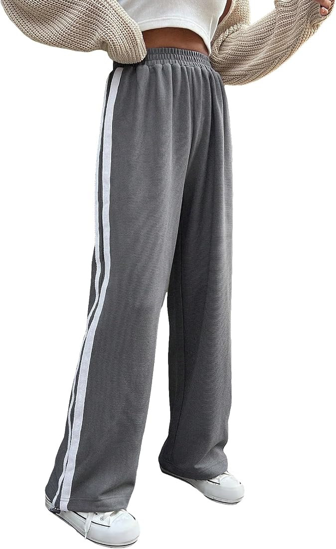 Cozyease Women's Solid Asymmetrical Wide Leg Sweatpants Drop Waist Long Length Plain Pants | Amazon (US)