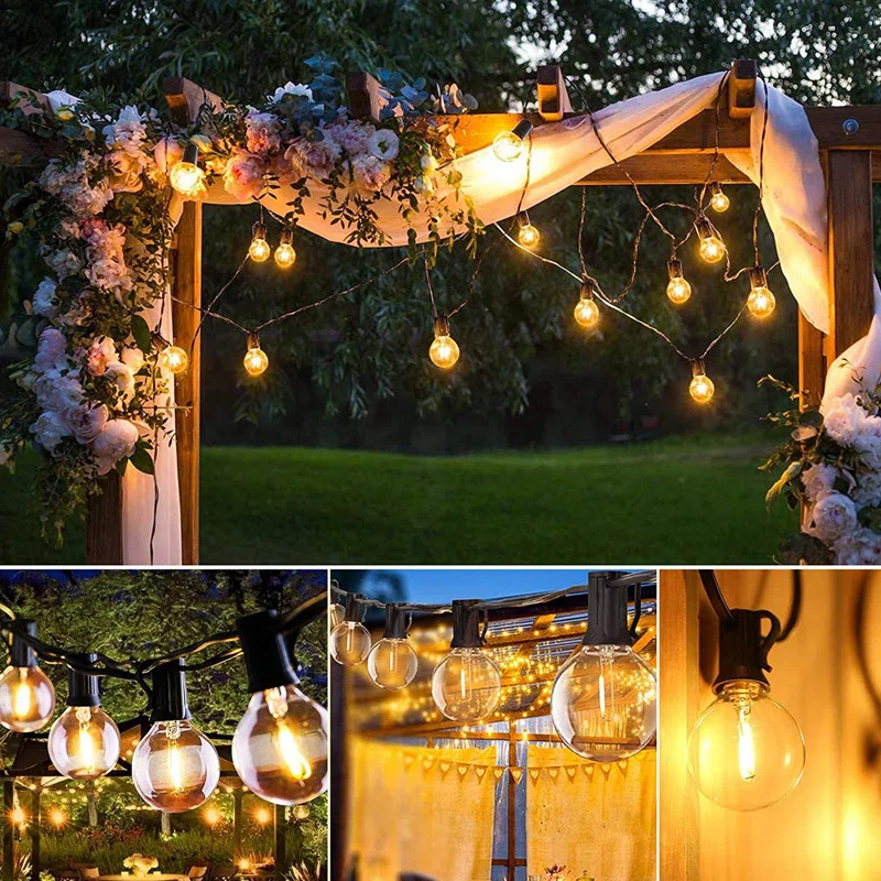 27FT 25-Bulb Solar-Powered Outdoor Globe String Light Shatterproof | Wayfair North America