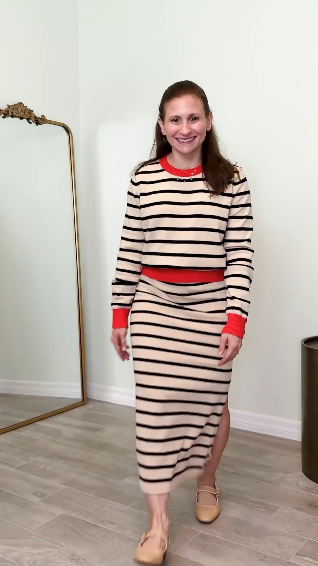 2 piece sweater set from Amazon. Available in several colors including solid colors. I may switch for a solid color, I'm not really sure about the stripes! It's a really nice set and love that it's not thin (no shapewear is needed) but I think I'm a solid colors gal.

#LTKgrwm #LTKootd #LTKFindsUnder50