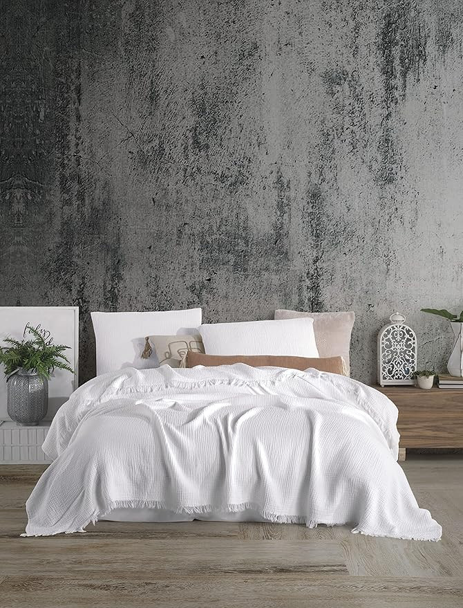Soft Pure Cotton 4-Layer Gauze King Size Blanket – Soft, Lightweight & Breathable Bedspread or ... | Amazon (US)