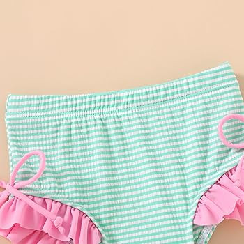 HAPPYMA Baby Swimsuit Toddler Girl Bathing Suit Summer Stripe Bikini Set Beach Two Piece Swim Wea... | Amazon (US)