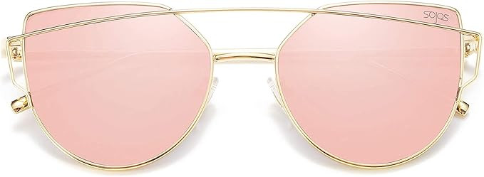 SOJOS Cat Eye Sunglasses for Women Fashion Designer Style Mirrored Lenses | Amazon (US)