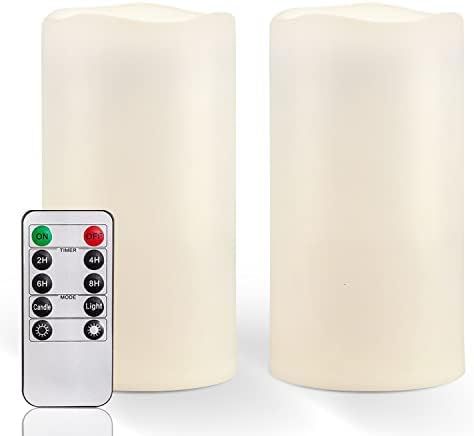 2PCS 4" Multi-Color Flameless LED Pillar Candles with Remote Timer/Battery Operated Electric Flicker | Amazon (US)