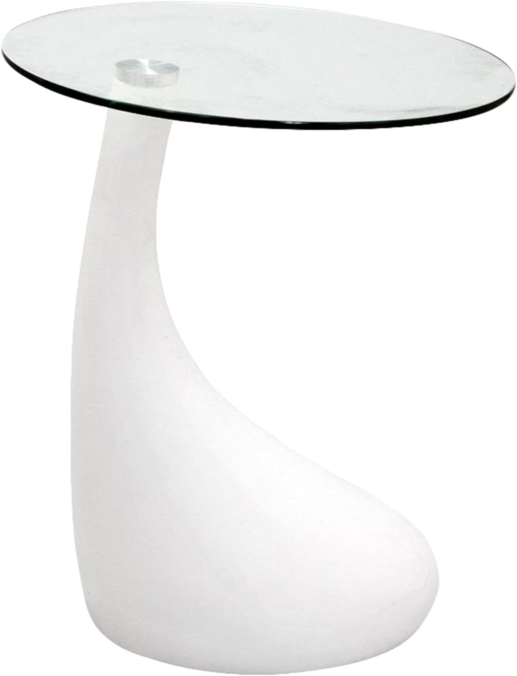 Fab Glass and Mirror Modern White Round Top for Living Room,Offices, Bed Side Glass End Table wit... | Amazon (US)