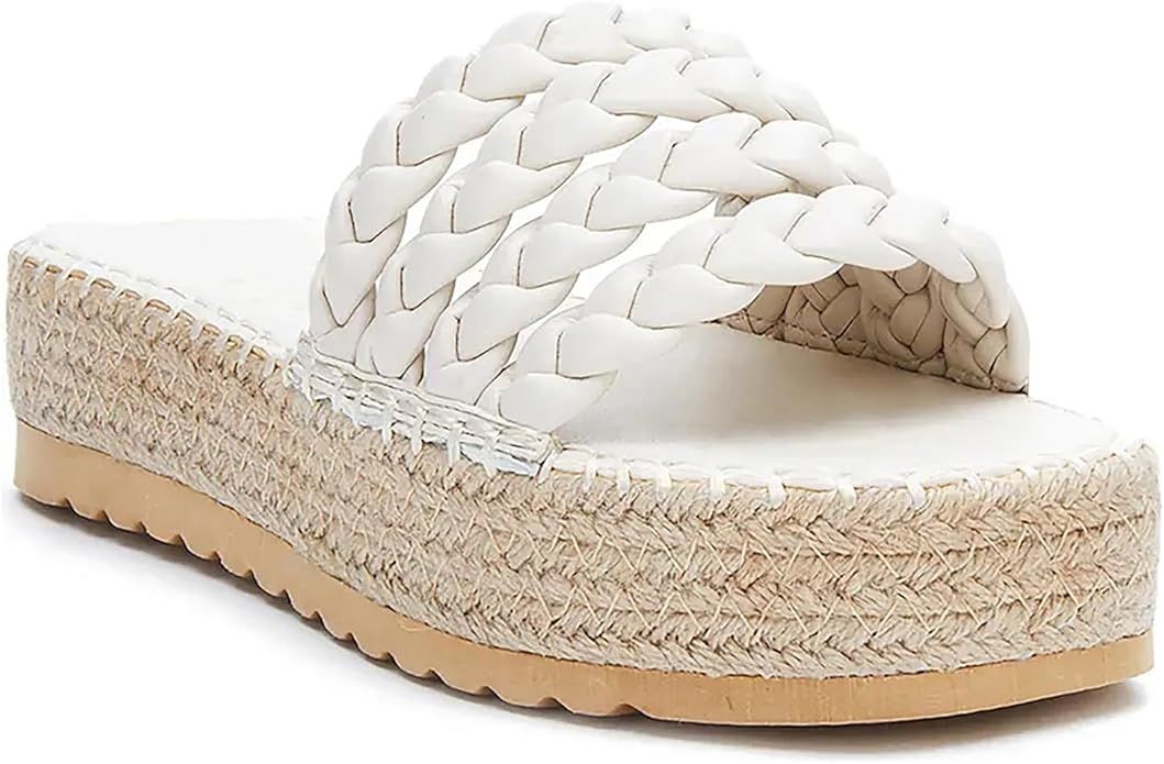 Coutgo Womens Platform Slides Sandals Espadrilles Braided Slip on Open Toe Backless Summer Dress ... | Amazon (US)