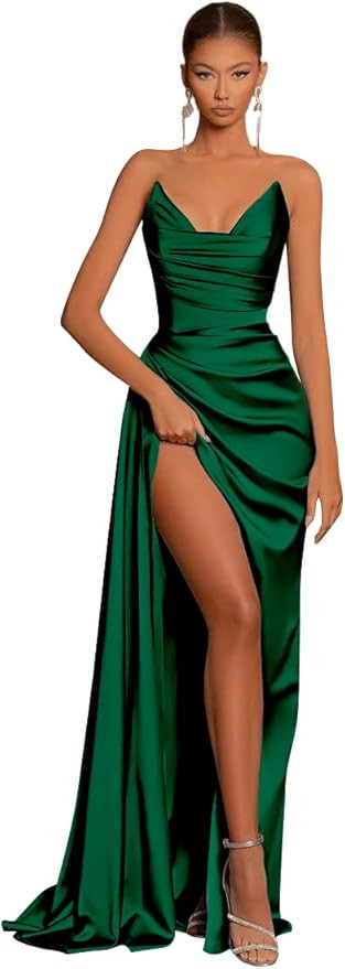 GUKARLEED Women's Off The Shoulder Prom Dresses Long Satin Bridesmaid Dresses Formal Dress Corset... | Amazon (US)