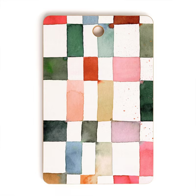 Ninola Design Watercolor Checker Yuletide Cutting Board - Deny Designs | Target