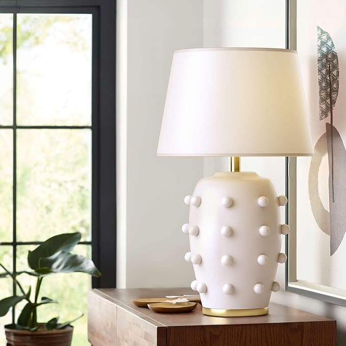Modern Ceramic Linden Table Lamp - 26" White Ball Farmhouse Design, Classic Table Lamp Pottery Ta... | Amazon (US)