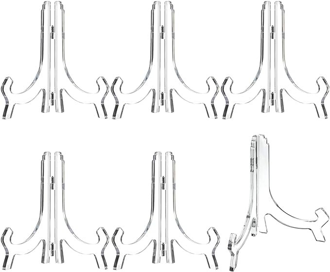 HESTYA 6 Pack 7 Inch Acrylic Easel Stand, Display Stand, Plate Holder for Display, Photo Holder P... | Amazon (US)