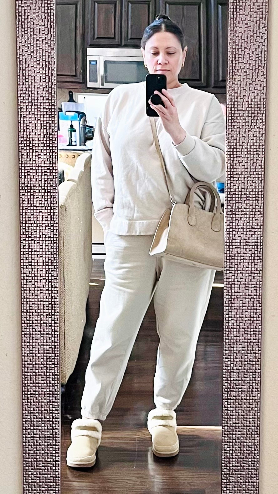Cooler morning sweats. Monochromatic fit. Comfortable and easy to wear. And this handbag is so great for Spring.

#LTKSeasonal #LTKootd #LTKMidsize