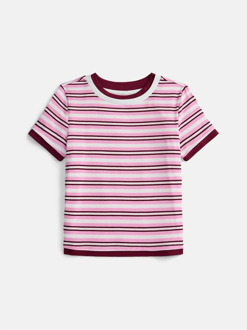 Weekend Academy Girls Layered Tee with Short Sleeves, Sizes 4-18 | Walmart (US)