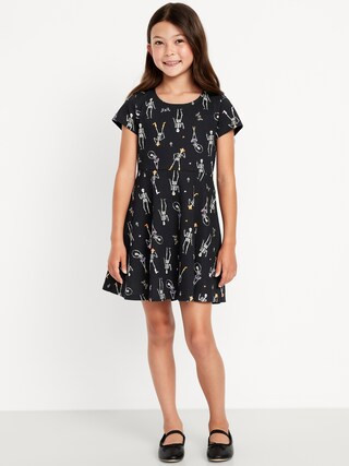 Printed Short-Sleeve Fit and Flare Dress for Girls | Old Navy (US)