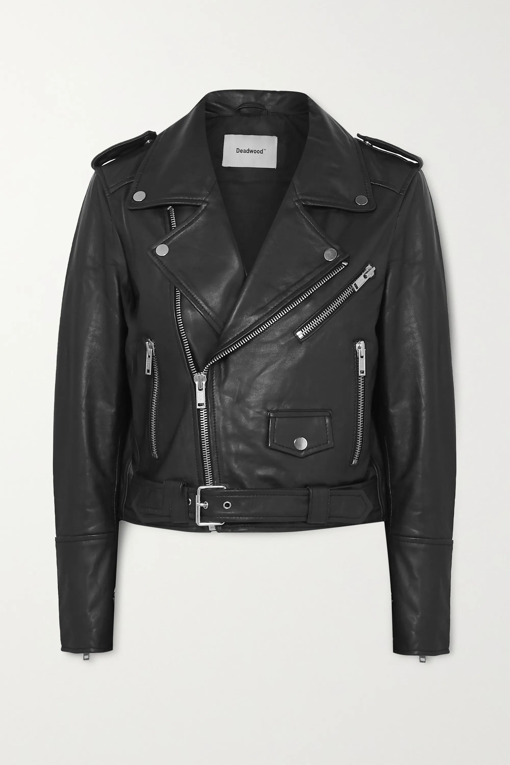 Black + NET SUSTAIN Joan leather biker jacket | Deadwood | NET-A-PORTER | NET-A-PORTER (US)