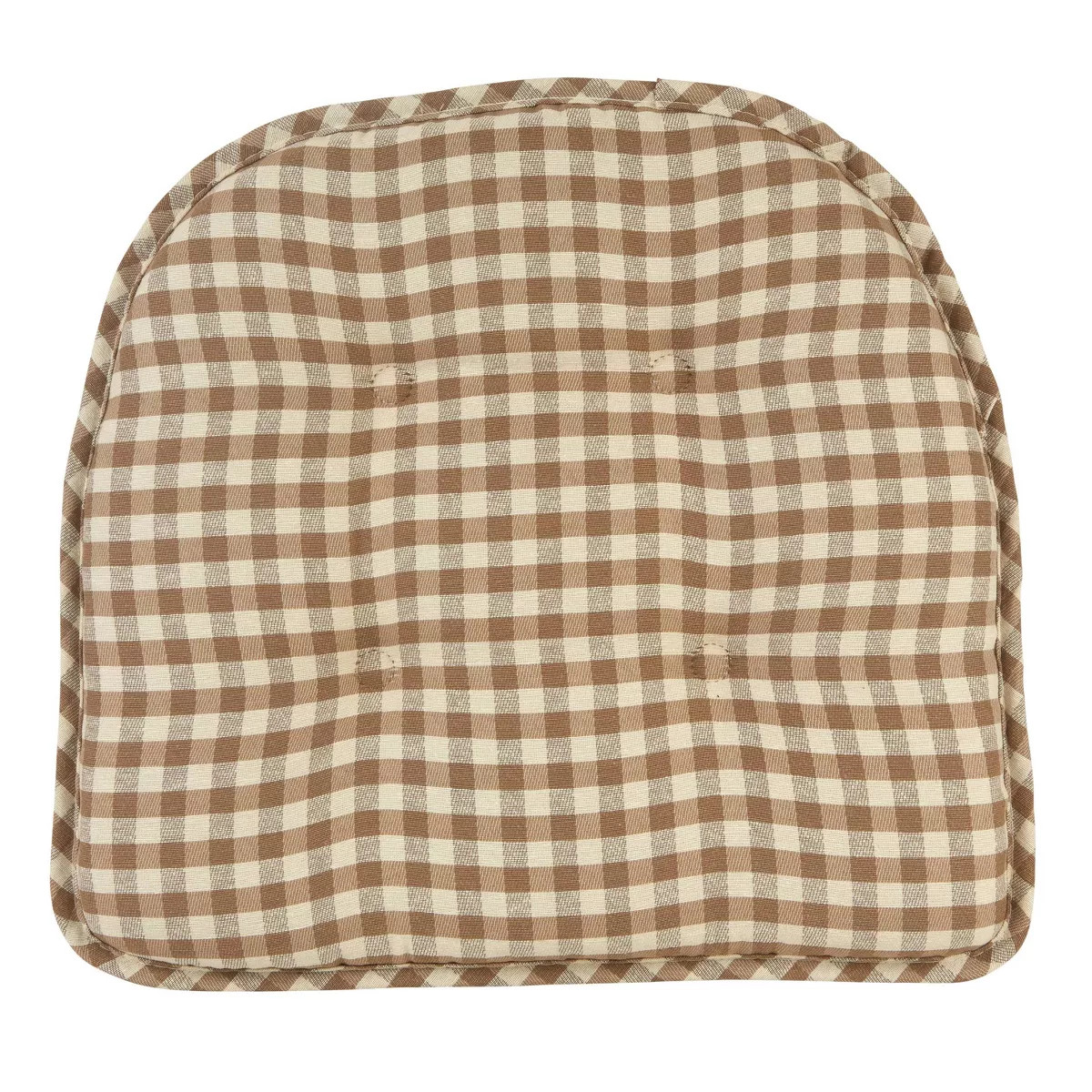 Gripper 15" x 16" Non-Slip Gingham Tufted Chair Cushions Set of 2 - Tan | Target
