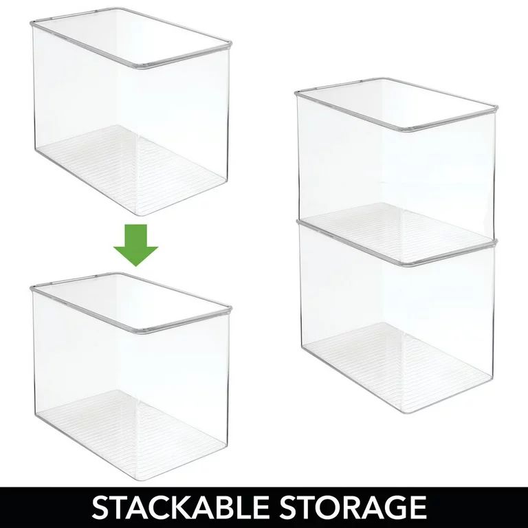 mDesign Tall Plastic Stackable Toy Storage Organizer Box with Hinge Lid - Clear | Walmart (US)