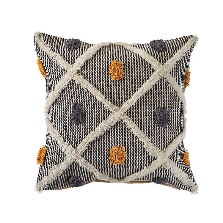 Blue and Orange Tufted Accent Pillow | Kirkland's Home