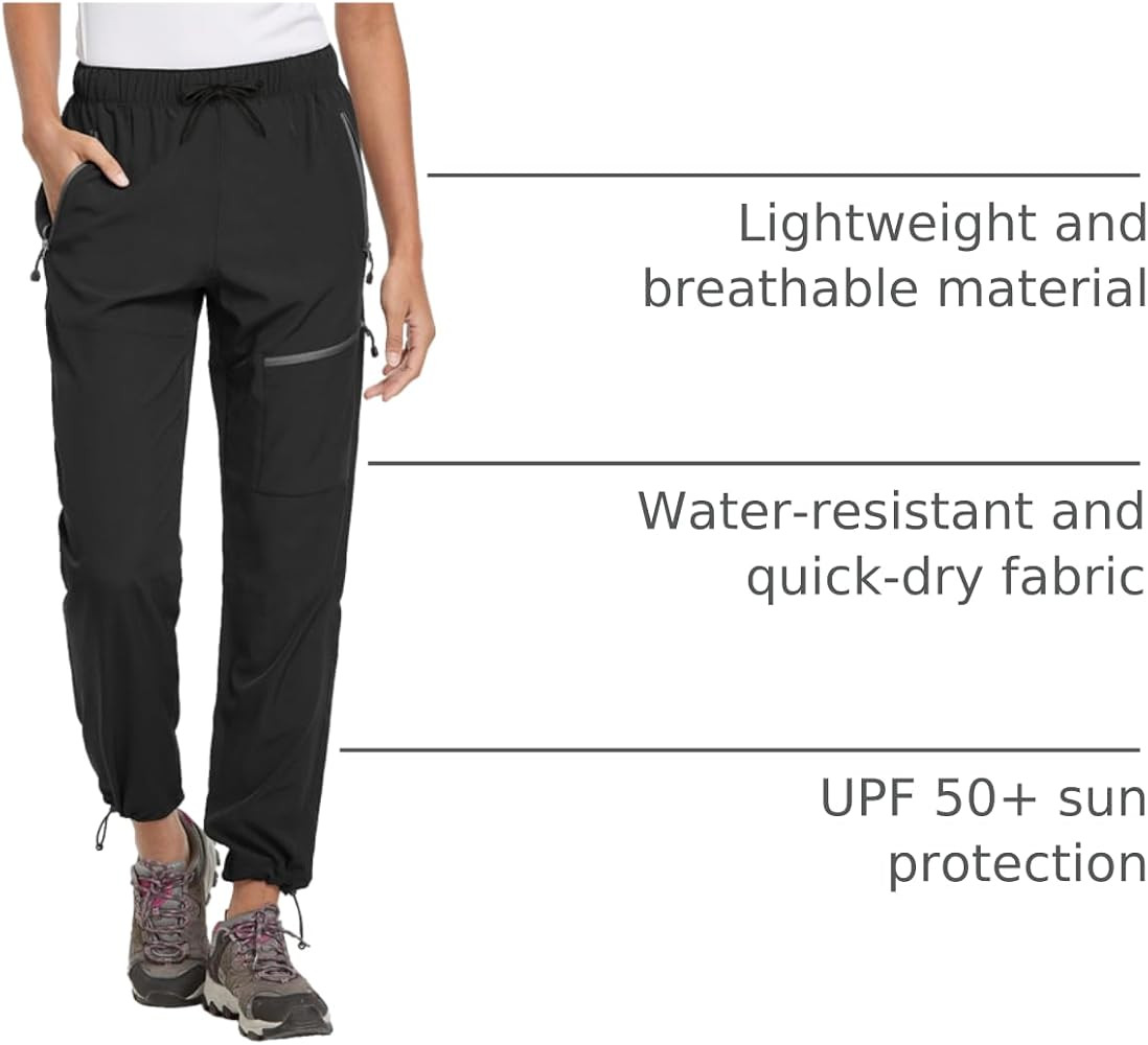 baleaf Women's Hiking Pants Quick Dry Lightweight Water Resistant Elastic Waist Cargo Pants for A... | Amazon (US)