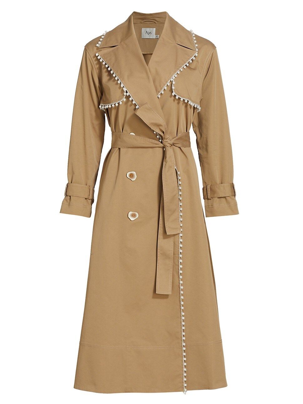 Constellation Pearl-Trim Trench Coat | Saks Fifth Avenue