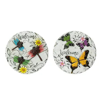 Glitzhome 9.75-in L x 9.75-in W x 1-in H Round Multi Concrete Stepping Stone Multi-pack | Lowe's