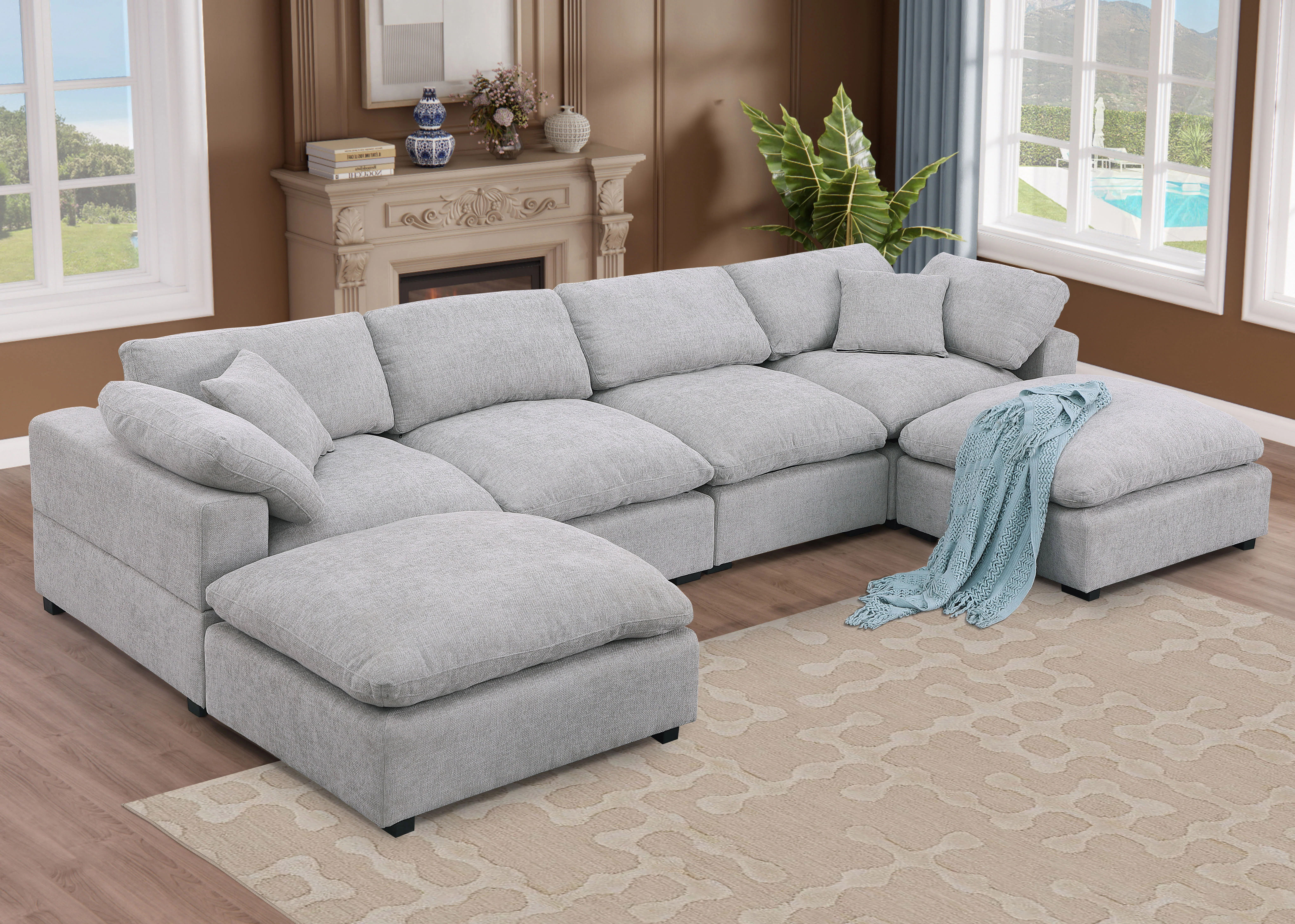 Wilroy 6-piece Comfy U-shaped Sofa Couch Reversible Chaise Sectional | Wayfair North America