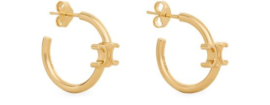 Triomphe Asymmetric Hoops in Brass with Gold Finish - CELINE | 24S (APAC/EU)
