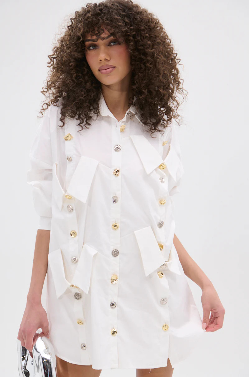 MY BOYFRIENDS SHIRT AGAIN POPLIN MINI DRESS | AKIRA