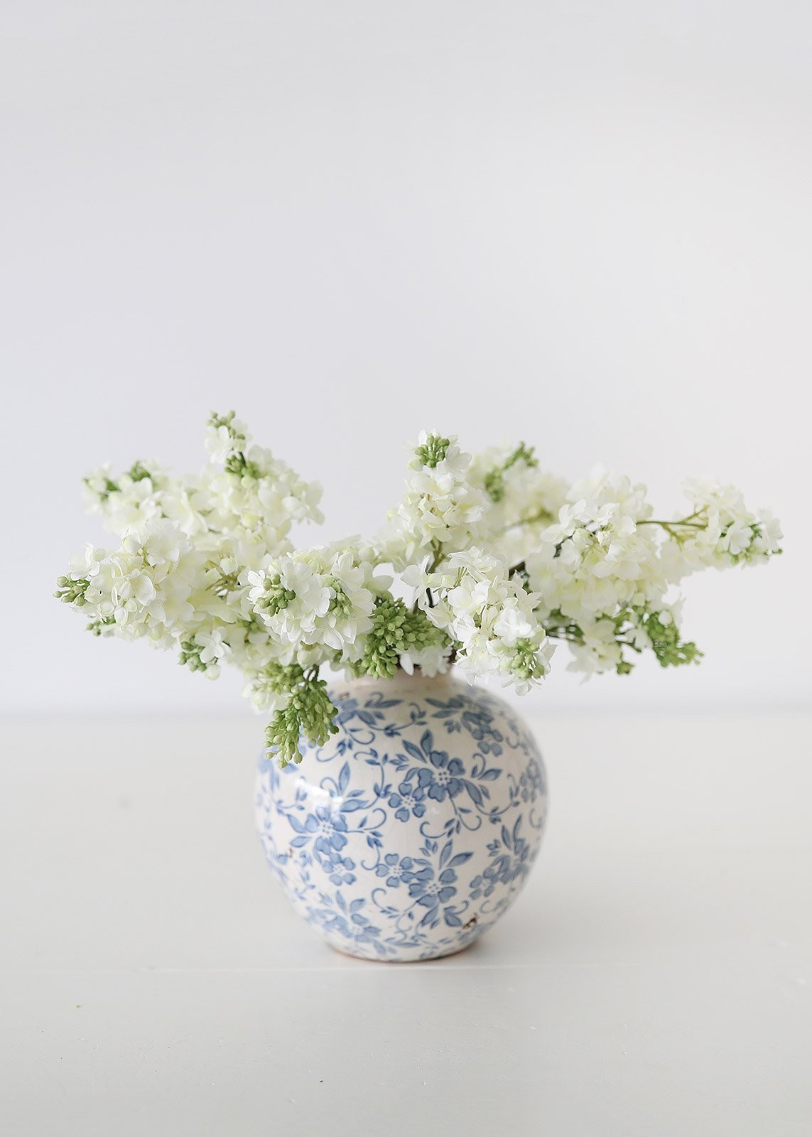 Transferware Pattern Round Terra Cotta Vase - 8" Tall | Afloral (US)