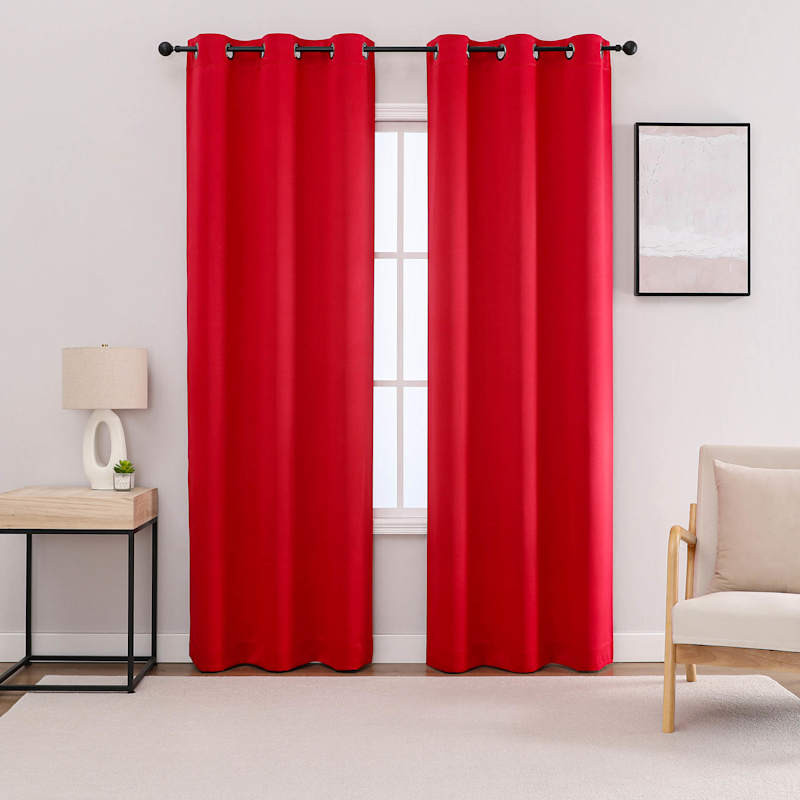Red Ritz Room Darkening Grommet Curtain Panel, 84" | At Home
