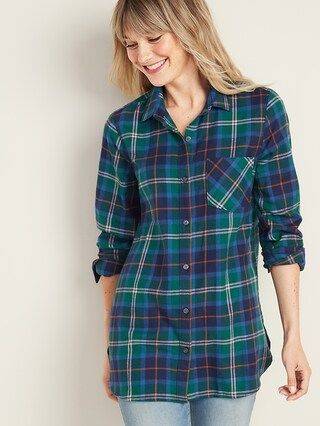 Patterned Flannel Tunic Shirt for Women | Old Navy (US)