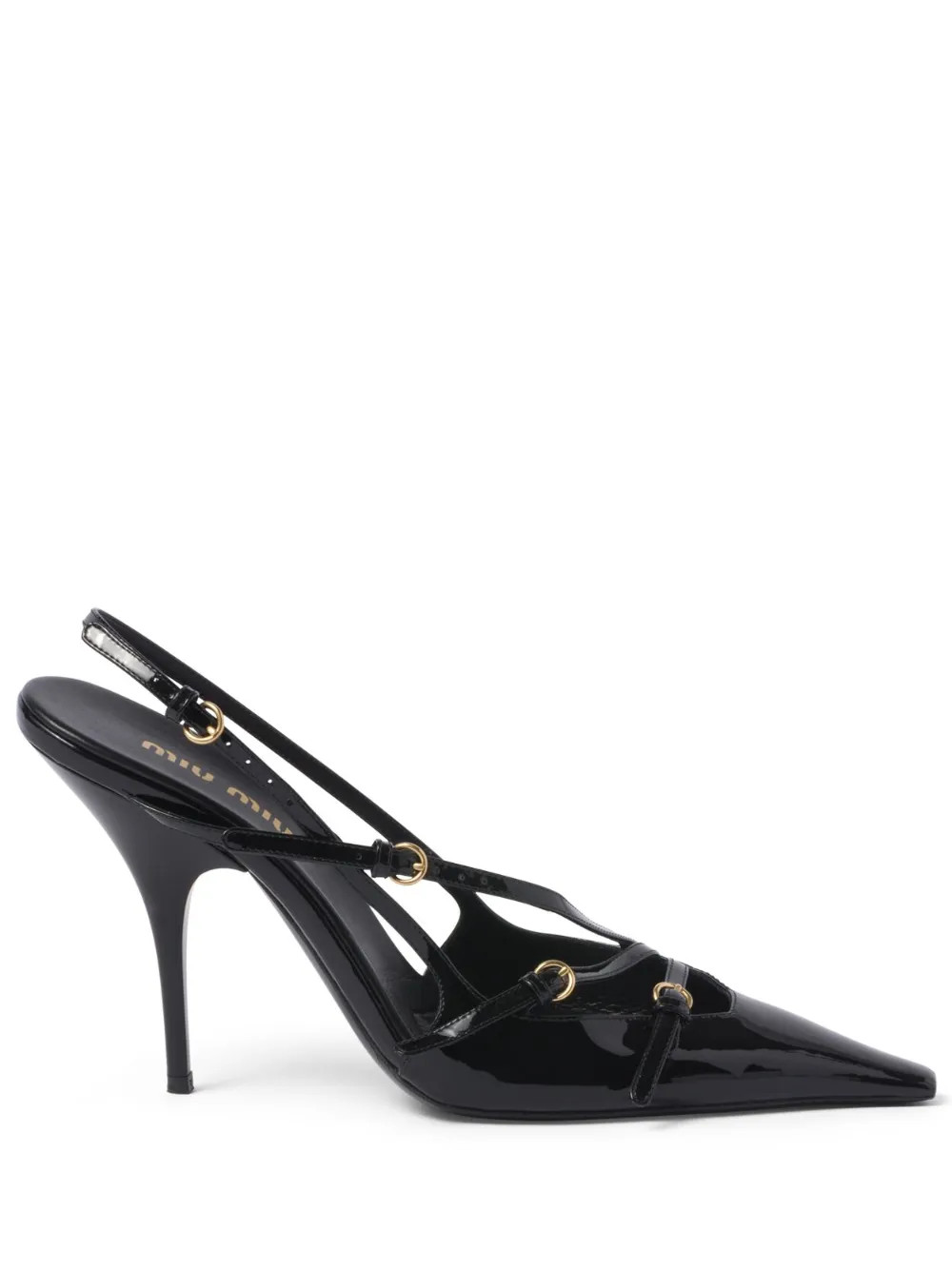 Miu Miu 105mm buckle-embellished Slingback Pumps | Black | FARFETCH | Farfetch Global