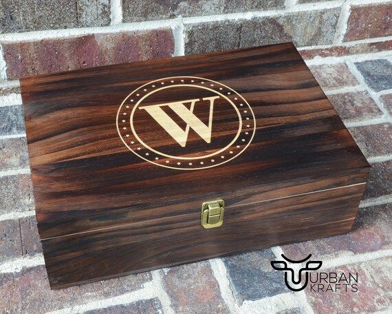 Wooden Box Engraved, Custom Wood Box with Hinged Lid, Personalized Wooden Keepsake Box for Men, B... | Etsy (US)