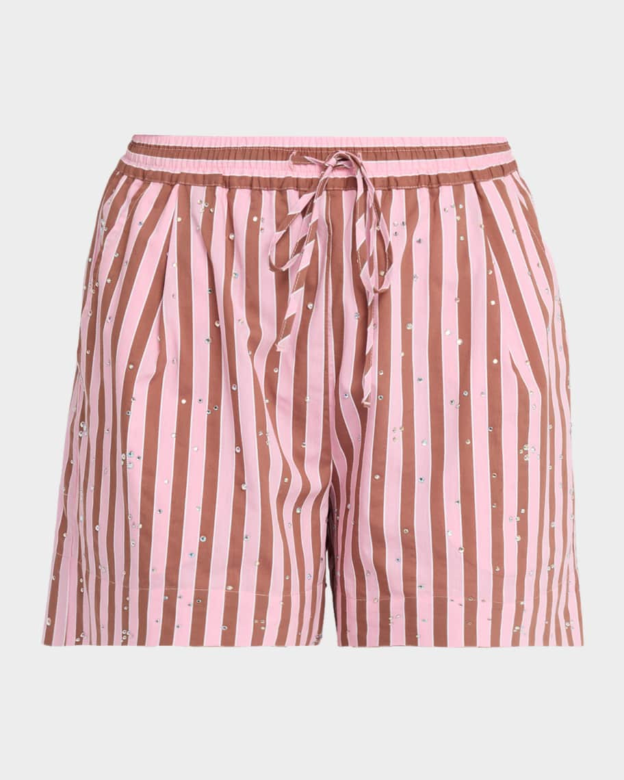 Jeeuw Embellished Striped Shorts | Neiman Marcus