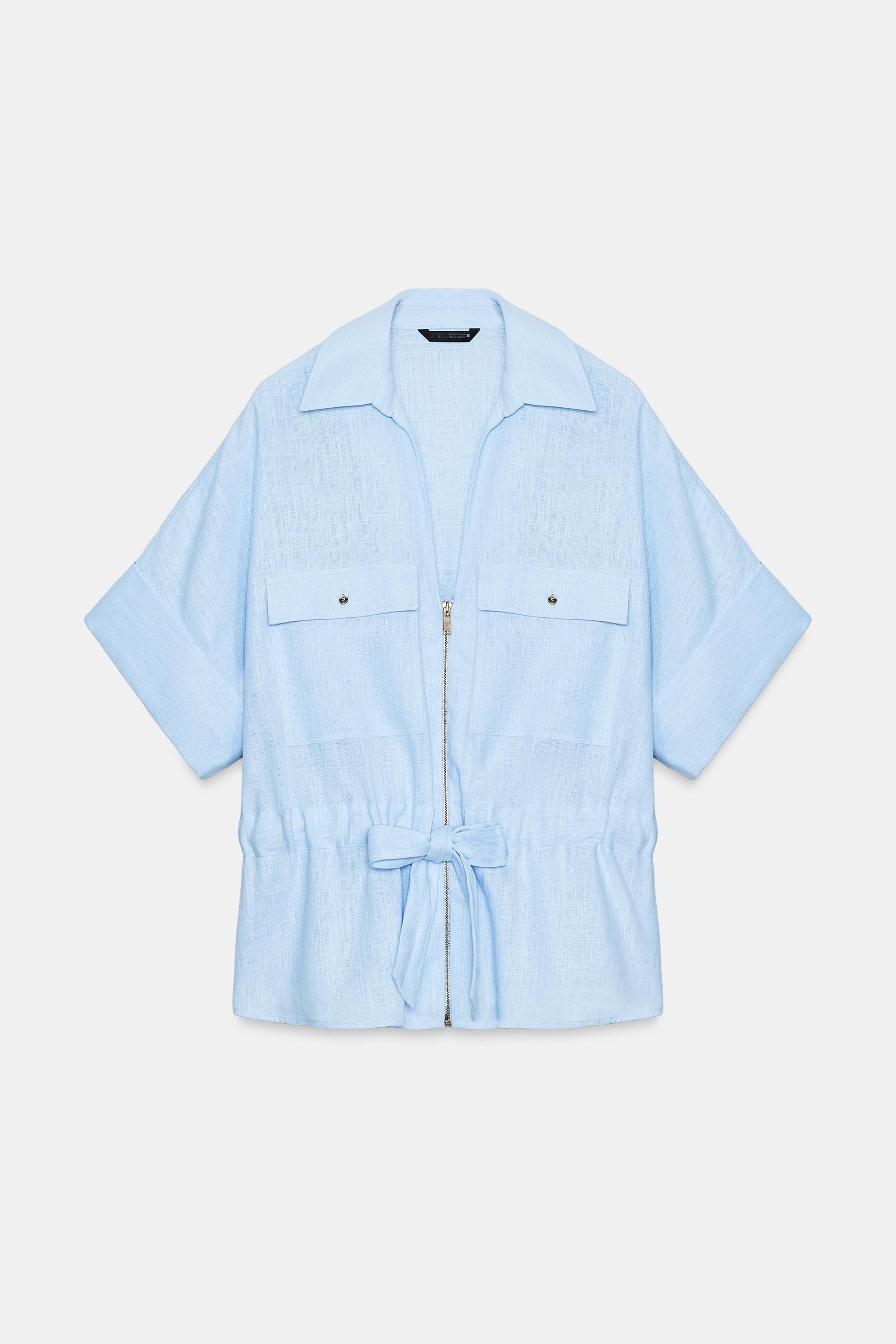 LINEN BLEND SAFARI SHIRT | Zara US