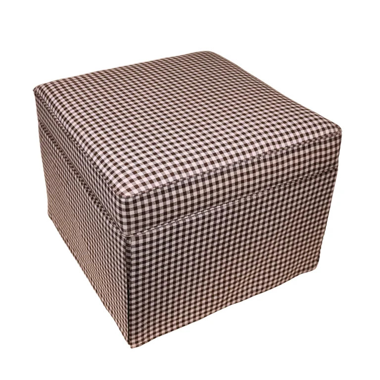 My Texas House Alamo Large Skirted Ottoman, Gingham Fabric | Walmart (US)
