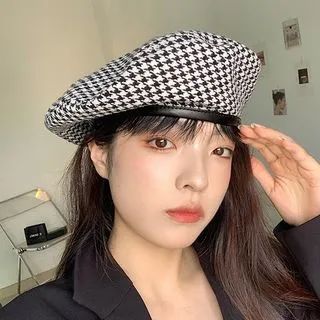 Houndstooth Beret Hat Houndstooth - M | YesStyle Global