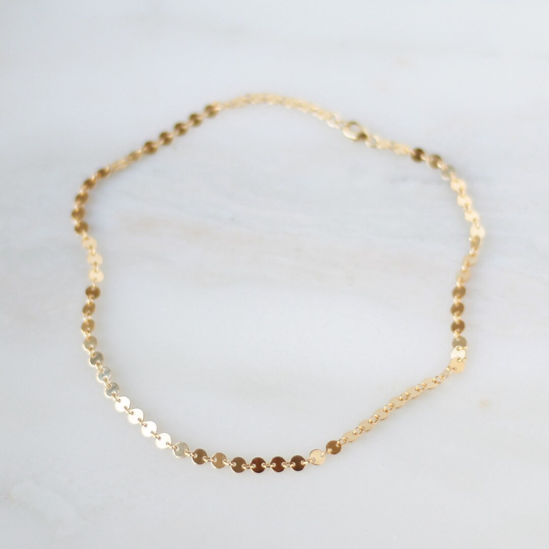 Sequin Chain Necklace - Gold, Rose Gold, or Silver - Layering Necklace - Gift For Her - Disc Chai... | Etsy (US)