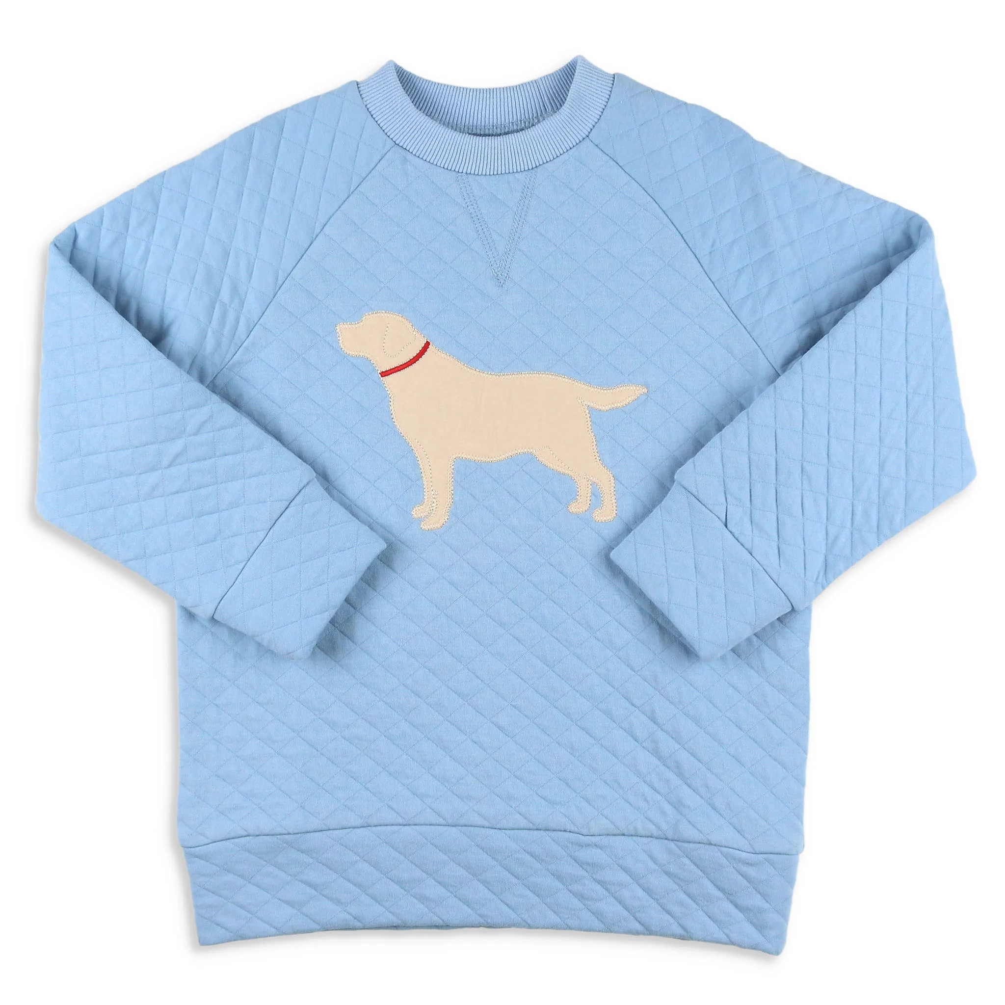 Boys Quilted Dog Pullover - Blue Lagoon - Shrimp and Grits Kids | Shrimp and Grits Kids