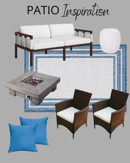 Outdoor furniture, patio furniture, sofa, area rug, accent chairs, accent pillows, white side table, fire pit 

#LTKHome #LTKStyleTip #LTKSeasonal