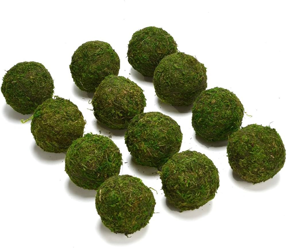 BYHER Natural Green Moss Decorative Ball,Handmade (2"-Set of 12) | Amazon (US)
