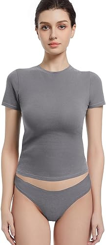 Crewneck Short Sleeve T Shirts for Women Fitted Basic TeesY2k Going Out Tops | Amazon (US)