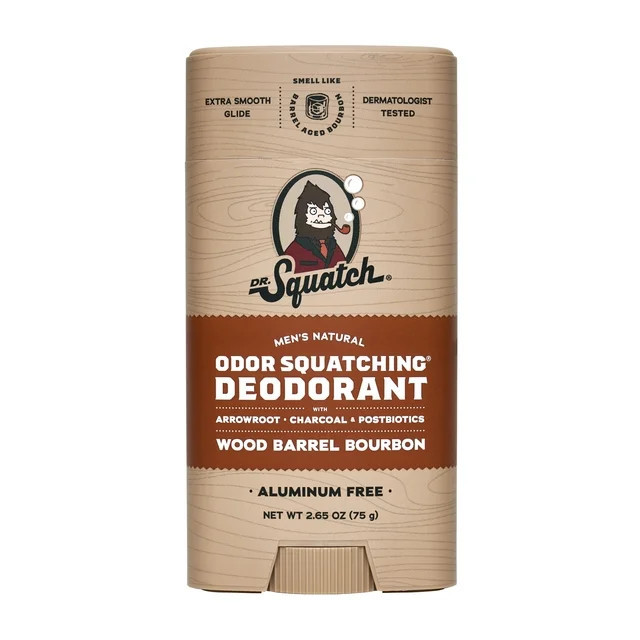 Dr. Squatch Wood Barrel Bourbon Natural Deodorant Aluminum Free Deodorant for Men, 2.65 Oz | Walmart (US)