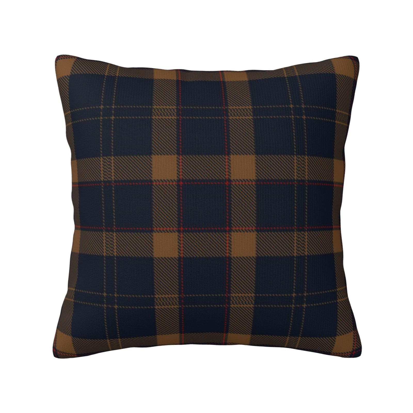 Navy-Blue-and-Brown-Tartan Throw Pillow Decorative Cushion Covers Pillowcase 18x18 in | Amazon (US)