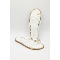 Top Moda Mick Toe Loop Slides for Women in White | Glik's